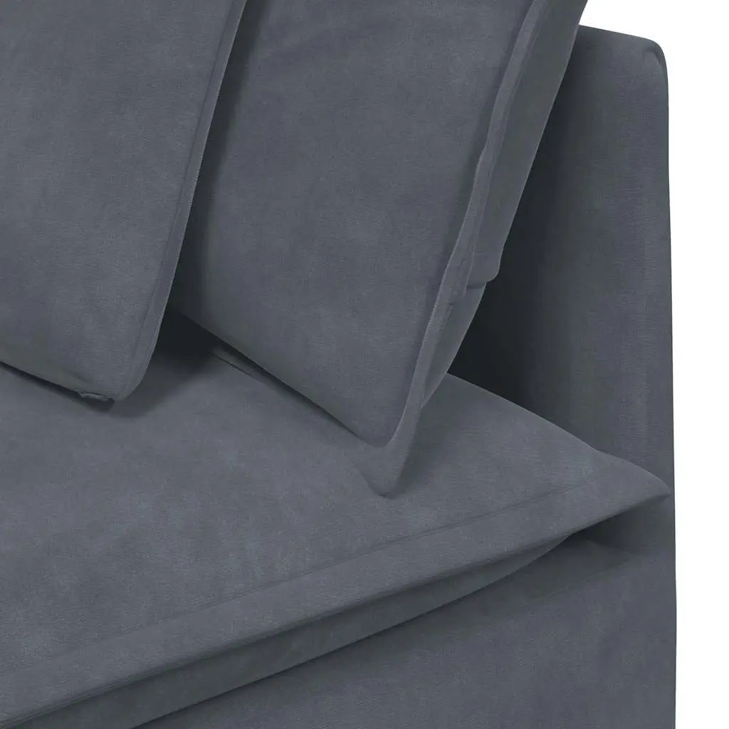 Five Section Grey Velvet Modular Sofa Lounge Flexible Arrangement with Cushions