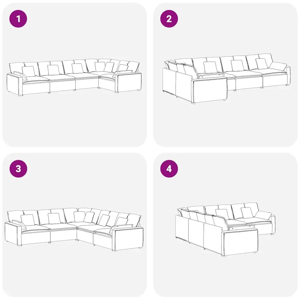 Five Section Grey Velvet Modular Sofa Lounge Flexible Arrangement with Cushions
