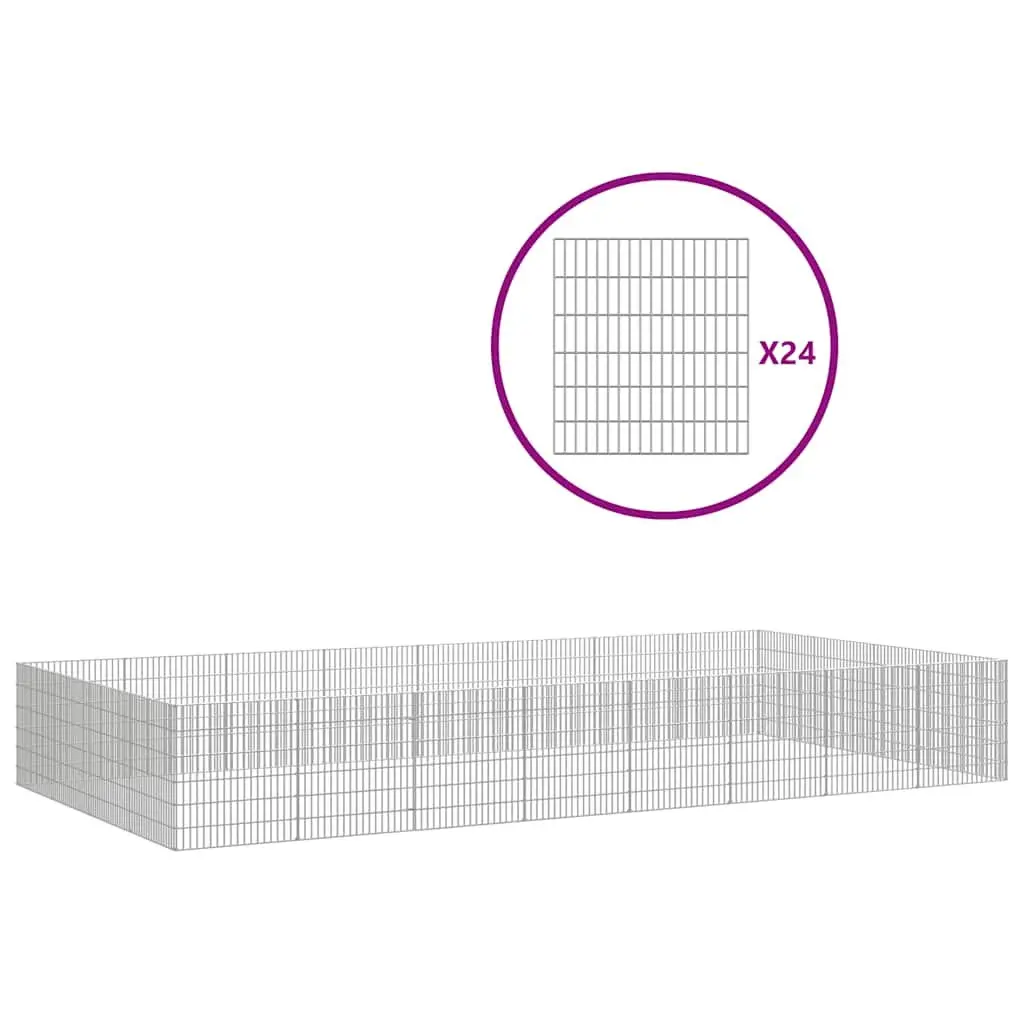 Small Animal Enclosure Pen 54x60cm Pet Exercise Playpen Silver 24 Panel