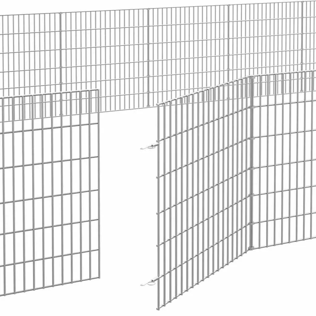 Small Animal Enclosure Pen 54x60cm Pet Exercise Playpen Silver 24 Panel