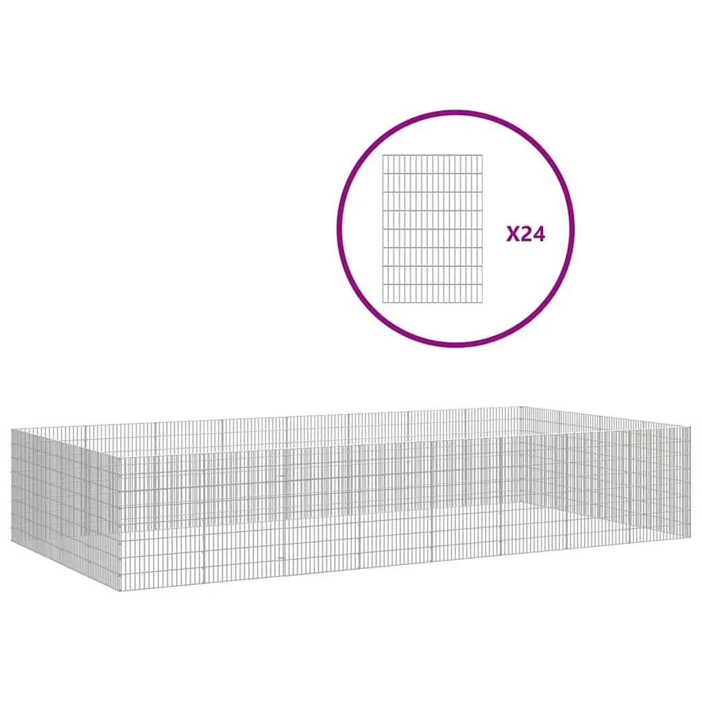 Small Animal Enclosure 24 Panel Pen Rabbit Guinea Pig Run Cage Exercise Playpen Silver