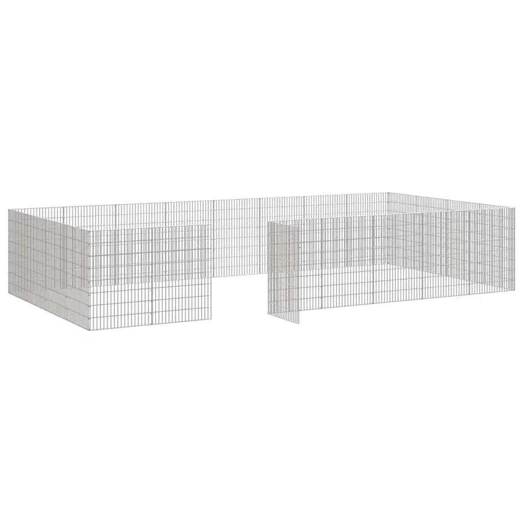 Small Animal Enclosure 24 Panel Pen Rabbit Guinea Pig Run Cage Exercise Playpen Silver