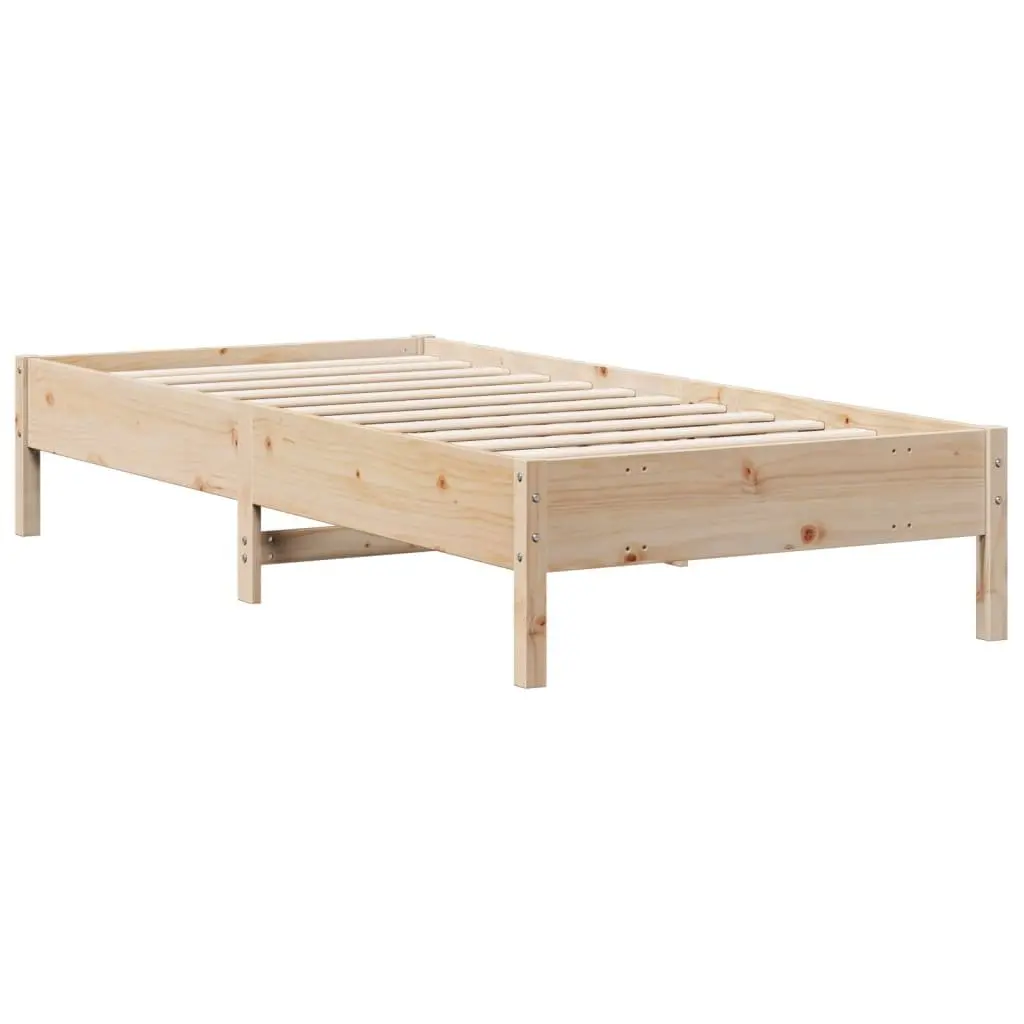 Bookcase Bed Frame 90x190cm Solid Pine Wood Slatted Base Bedroom Furniture