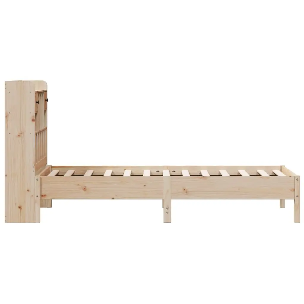 Bookcase Bed Frame 90x190cm Solid Pine Wood Slatted Base Bedroom Furniture