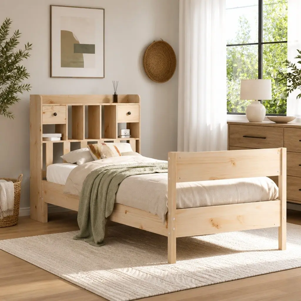 Bookcase Bed Frame for Bedrooms