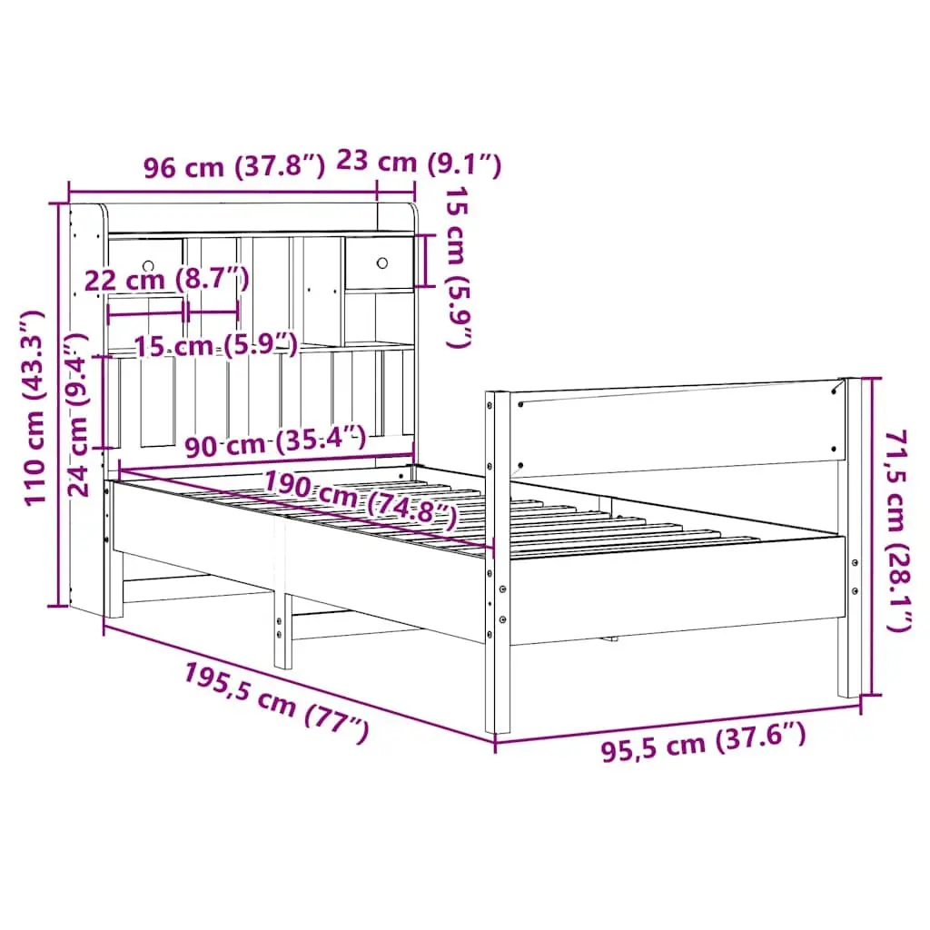 Bookcase Bed Frame for Bedrooms