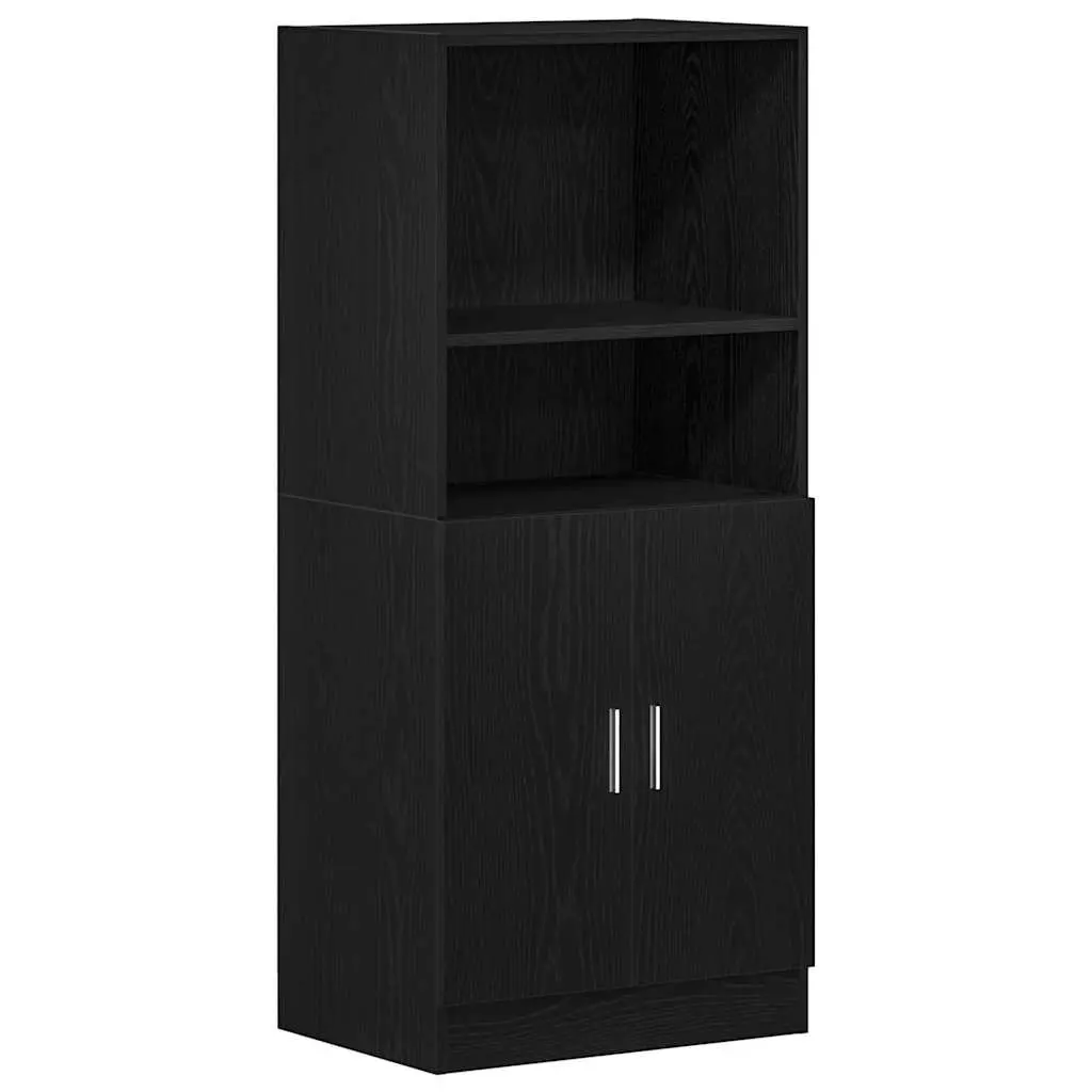 2 Piece Kitchen Cabinet Set Black Wall Mounted Storage Shelves