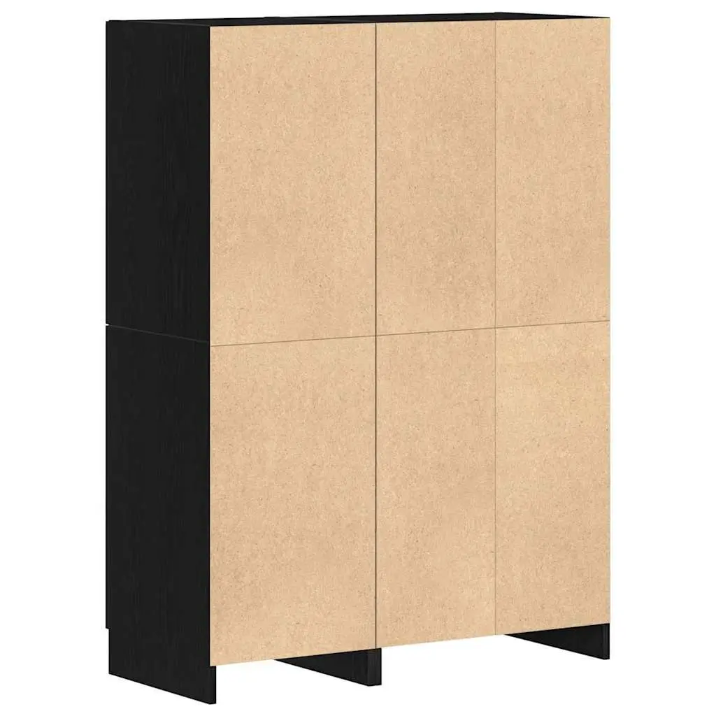 2 Piece Kitchen Cabinet Set Black Wall Mounted Storage Shelves
