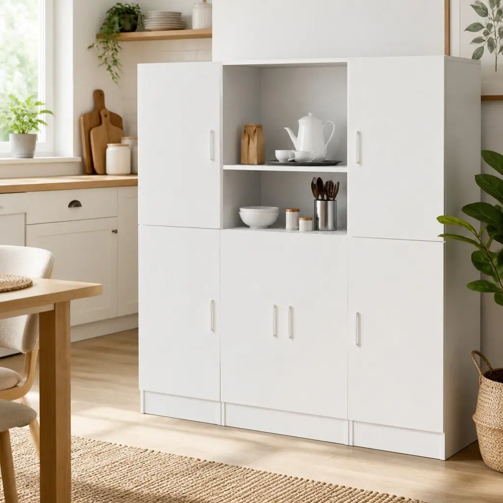 White Wall Mounted 3 Piece Cabinet Set Kitchen Storage Organiser