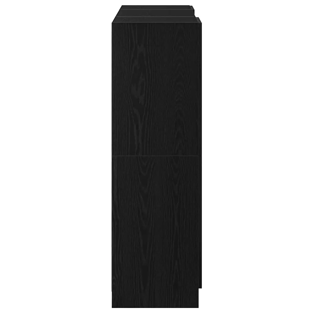 3 Piece Black Kitchen Cabinet Set Wall Mount Storage Shelving Engineered Wood