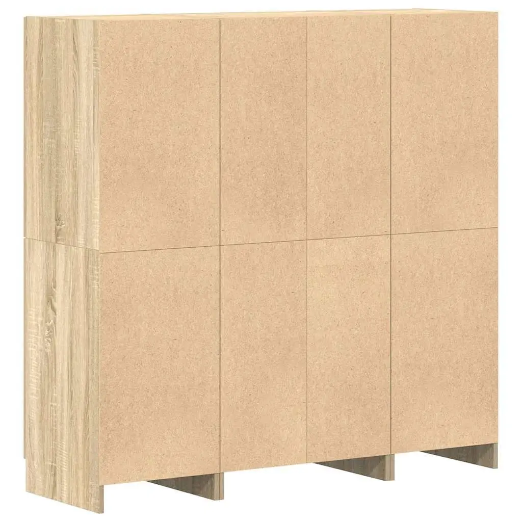 3 Piece Kitchen Storage Cabinet Set Wall Mounted Shelves Engineered Wood Brown