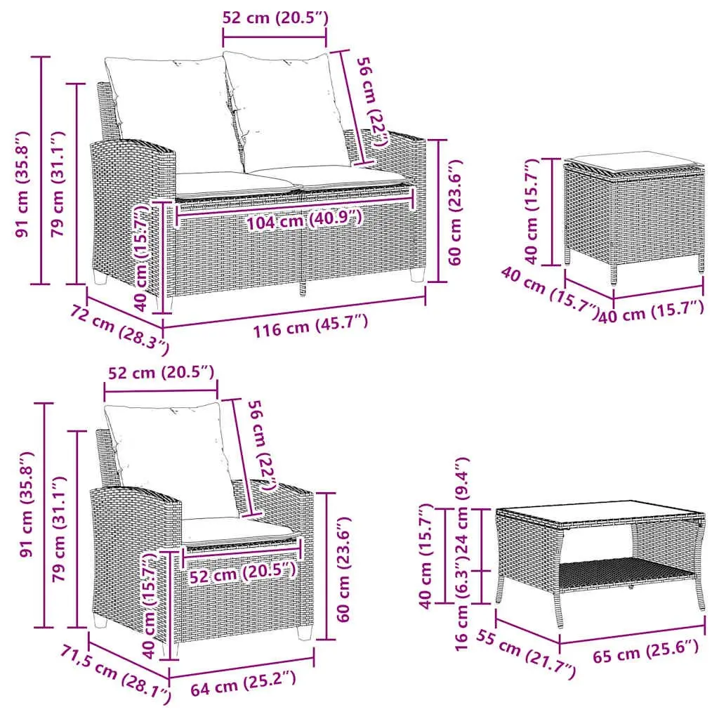Garden Sofa Set Outdoor Furniture 6 Piece Grey Poly Rattan Patio Lounge