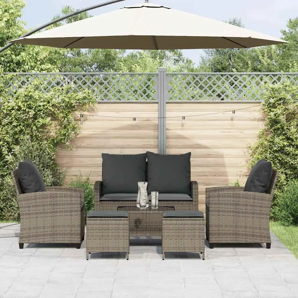 Garden Sofa Set Outdoor Furniture 6 Piece Grey Poly Rattan Patio Lounge
