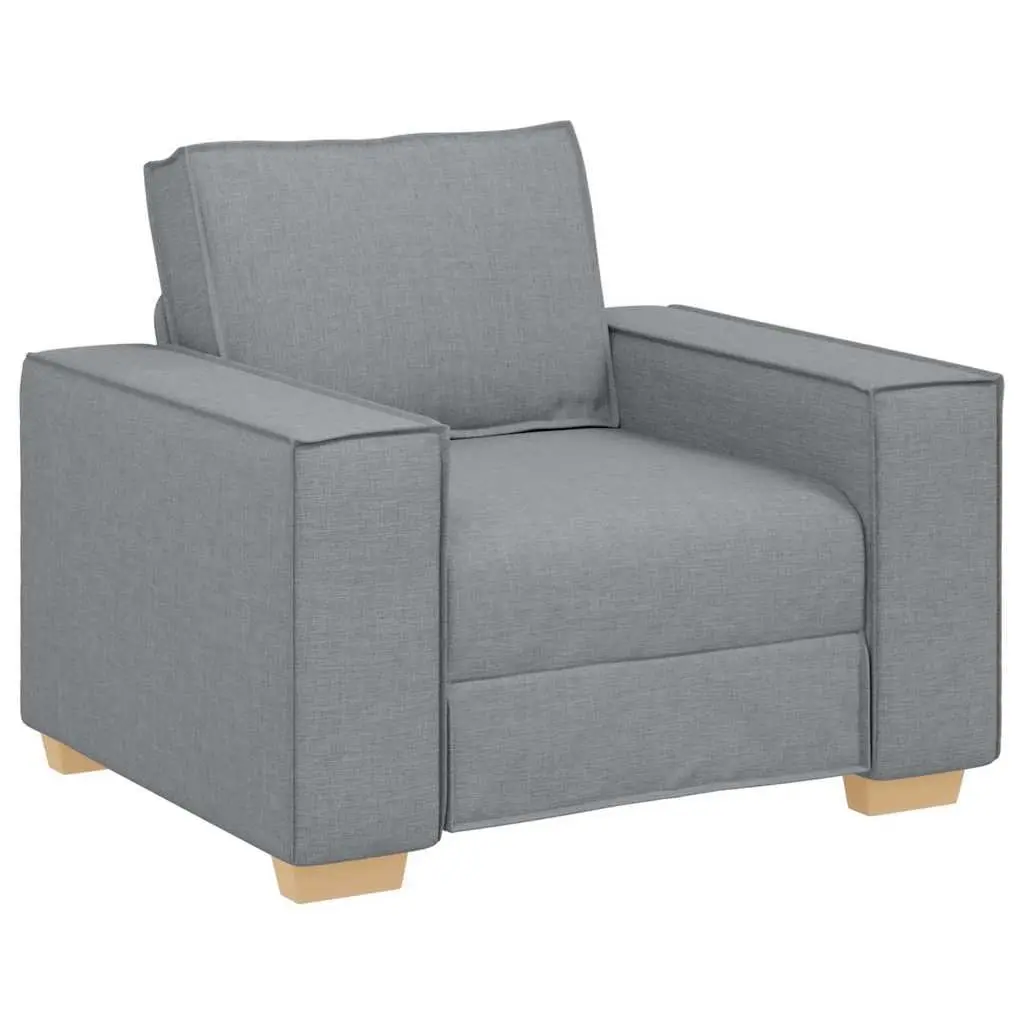 3 Piece Sofa Set Light Grey Linen-Blend Fabric Living Room Sectional Furniture