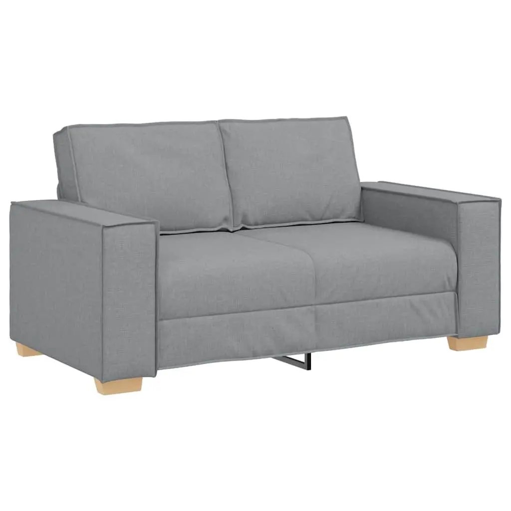 3 Piece Sofa Set Light Grey Linen-Blend Fabric Living Room Sectional Furniture
