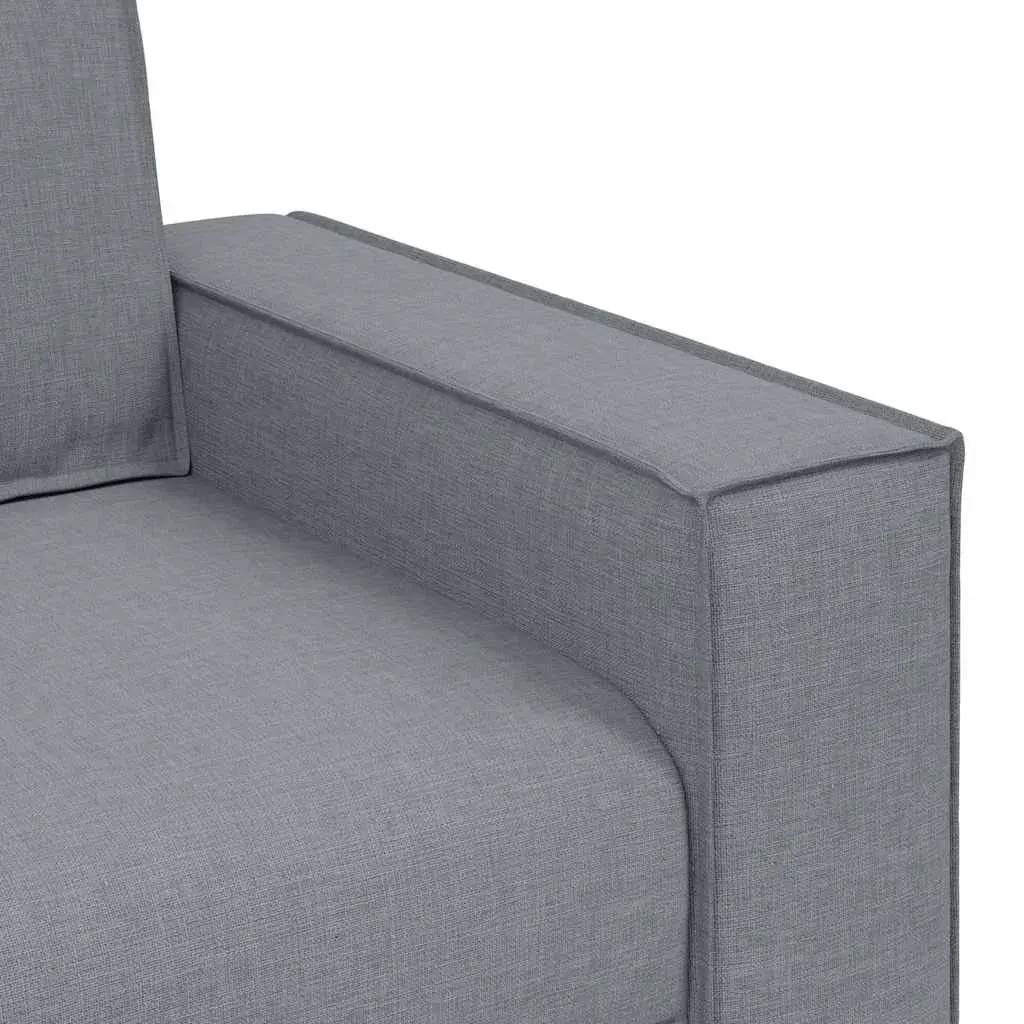3 Piece Sofa Set Light Grey Linen-Blend Fabric Living Room Sectional Furniture