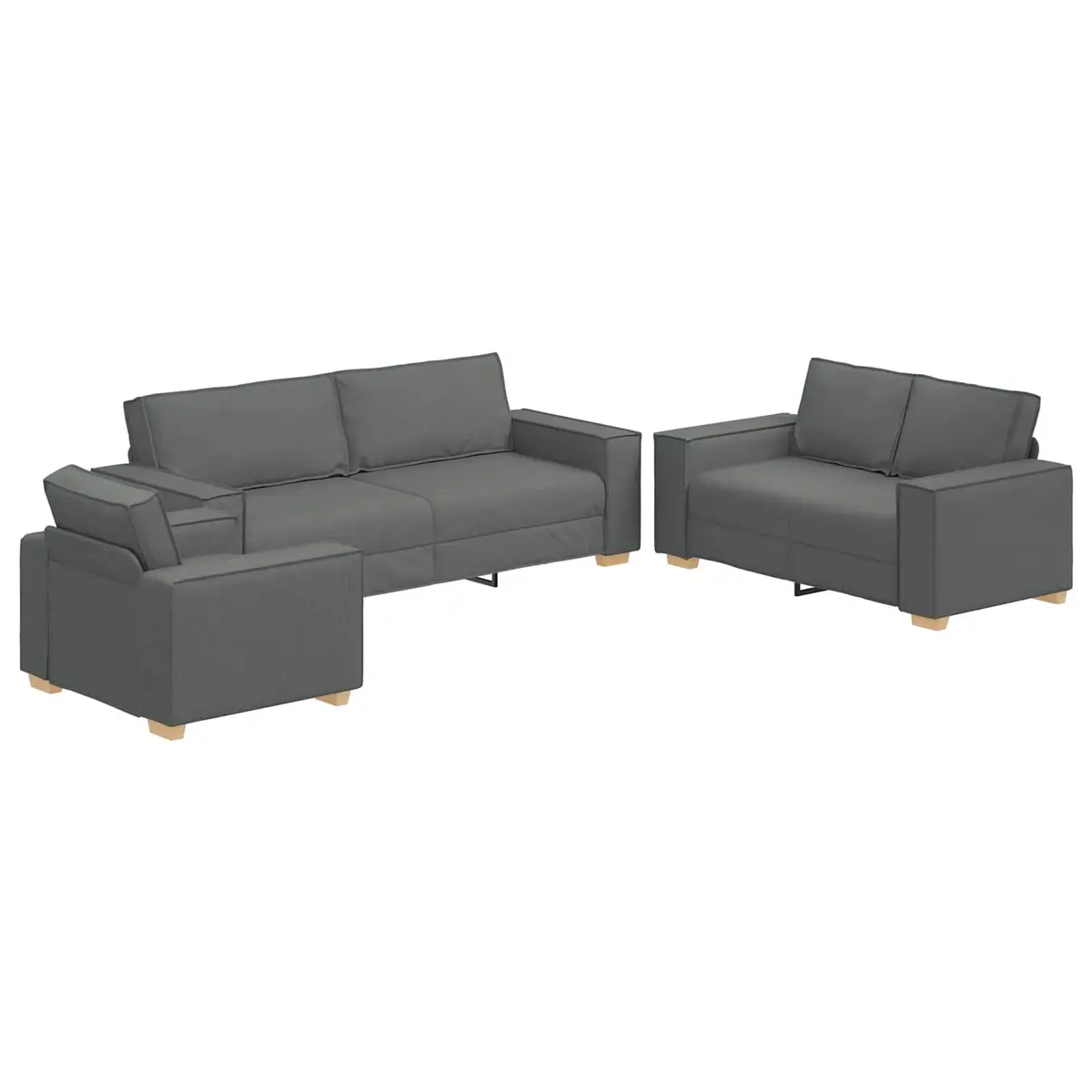 Grey Linen-Blend 3-Piece Sofa Set for Comfort
