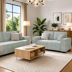 Comfort and Value: Grey Linen-Blend Sofa Set