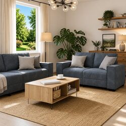 Comfortable 3 Piece Grey Velvet Sofa Set with Value
