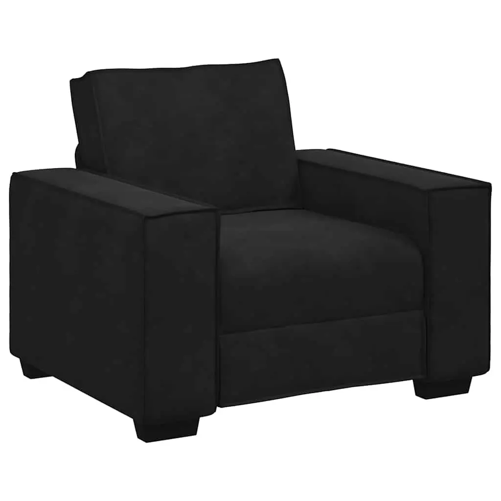 3 Piece Sofa Set Black Velvet Upholstered Lounge Suite Living Room Furniture
