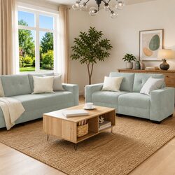 3-Piece Modern Grey Velvet Sofa Suite