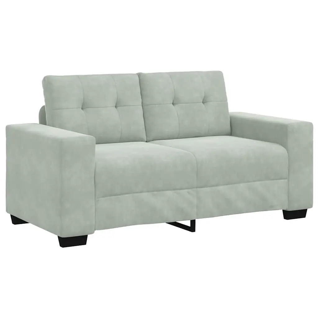 3-Piece Modern Grey Velvet Sofa Suite
