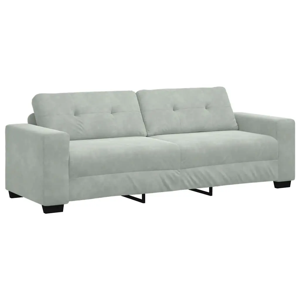 3-Piece Modern Grey Velvet Sofa Suite