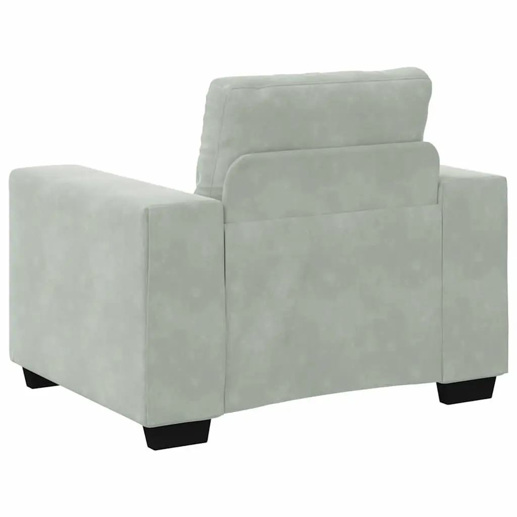 3-Piece Modern Grey Velvet Sofa Suite