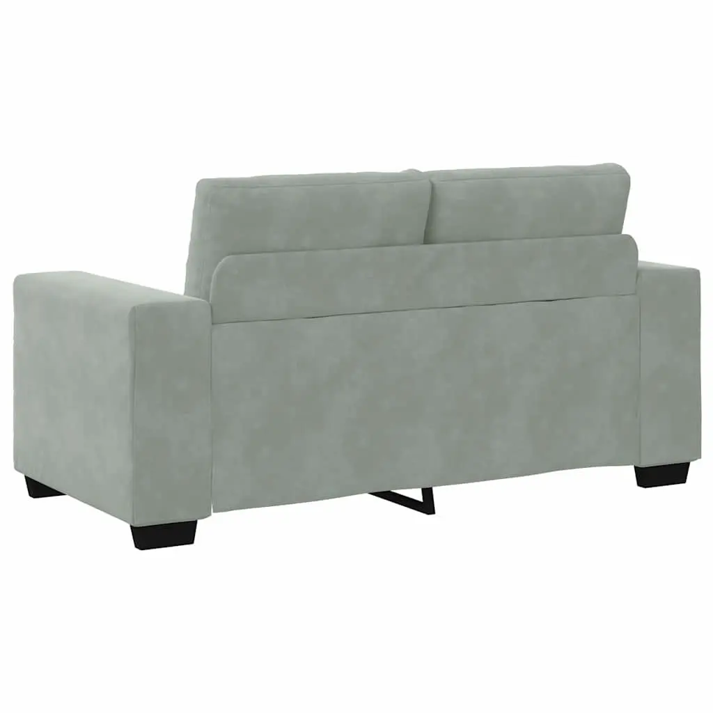 3-Piece Modern Grey Velvet Sofa Suite
