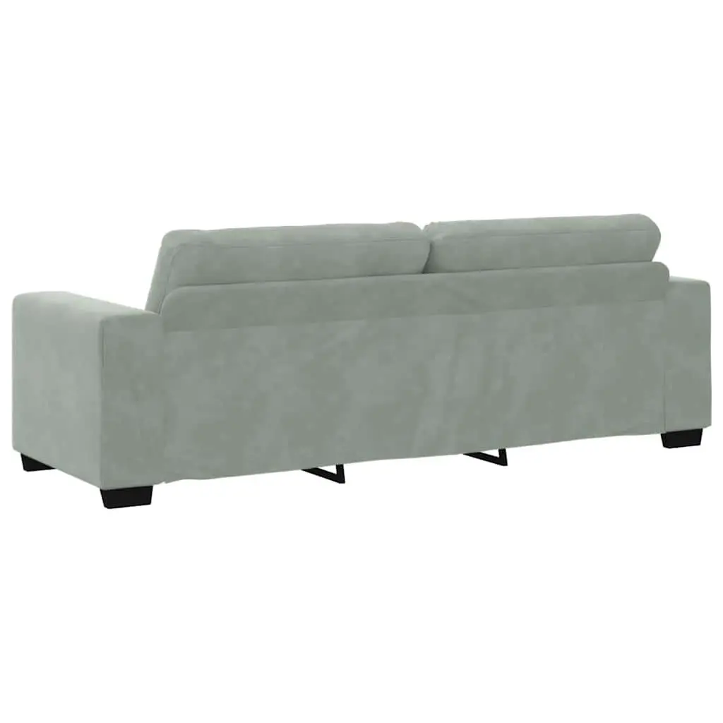 3-Piece Modern Grey Velvet Sofa Suite
