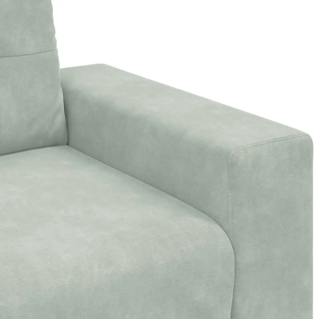 3-Piece Modern Grey Velvet Sofa Suite