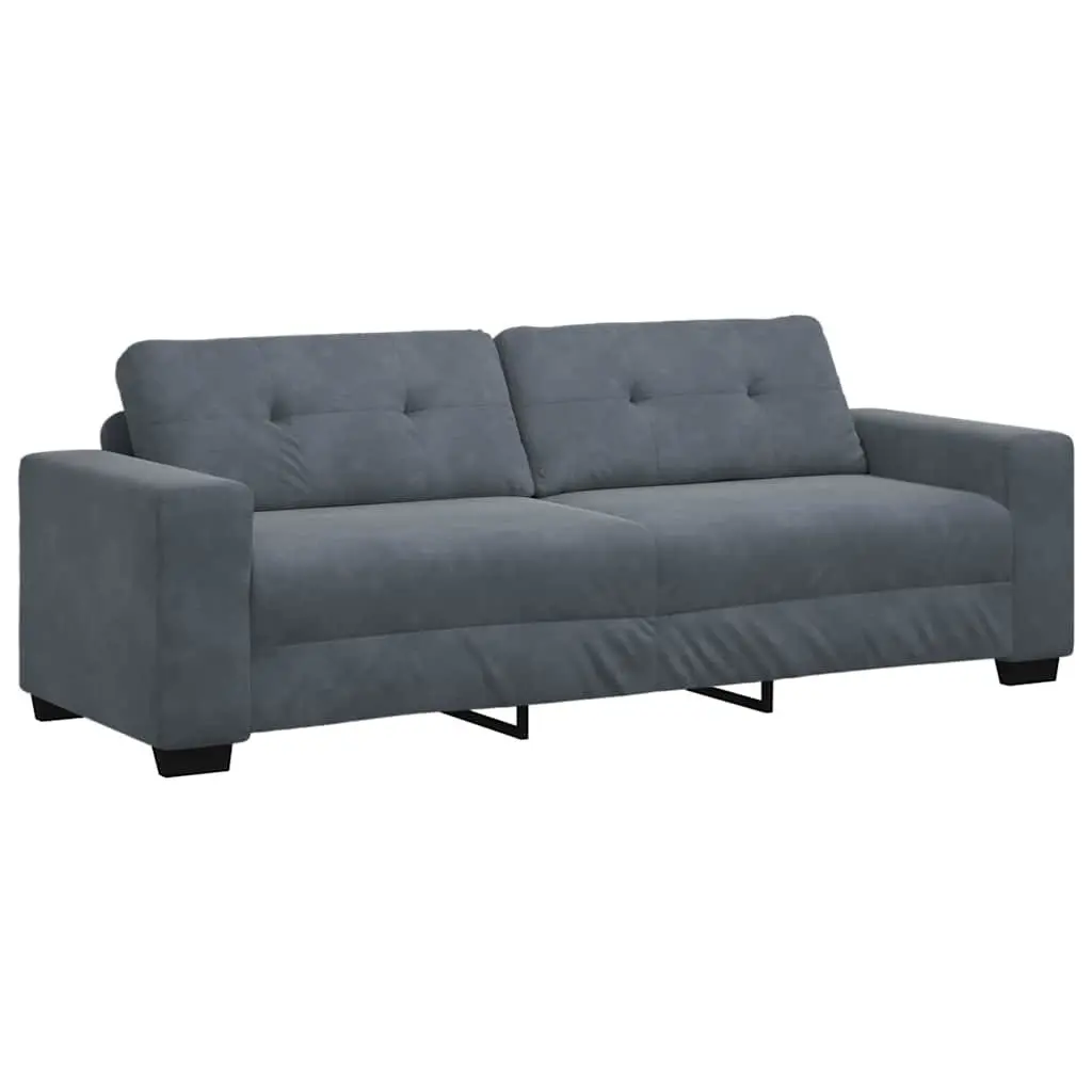 Grey Velvet Three Piece Sofa Set Lounge Suite 2 Seater Armchair 3 Seater