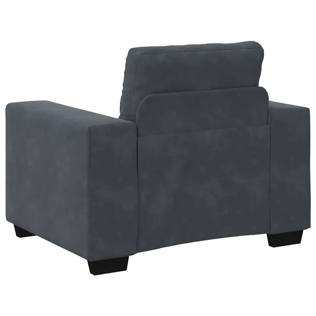 Grey Velvet Three Piece Sofa Set Lounge Suite 2 Seater Armchair 3 Seater