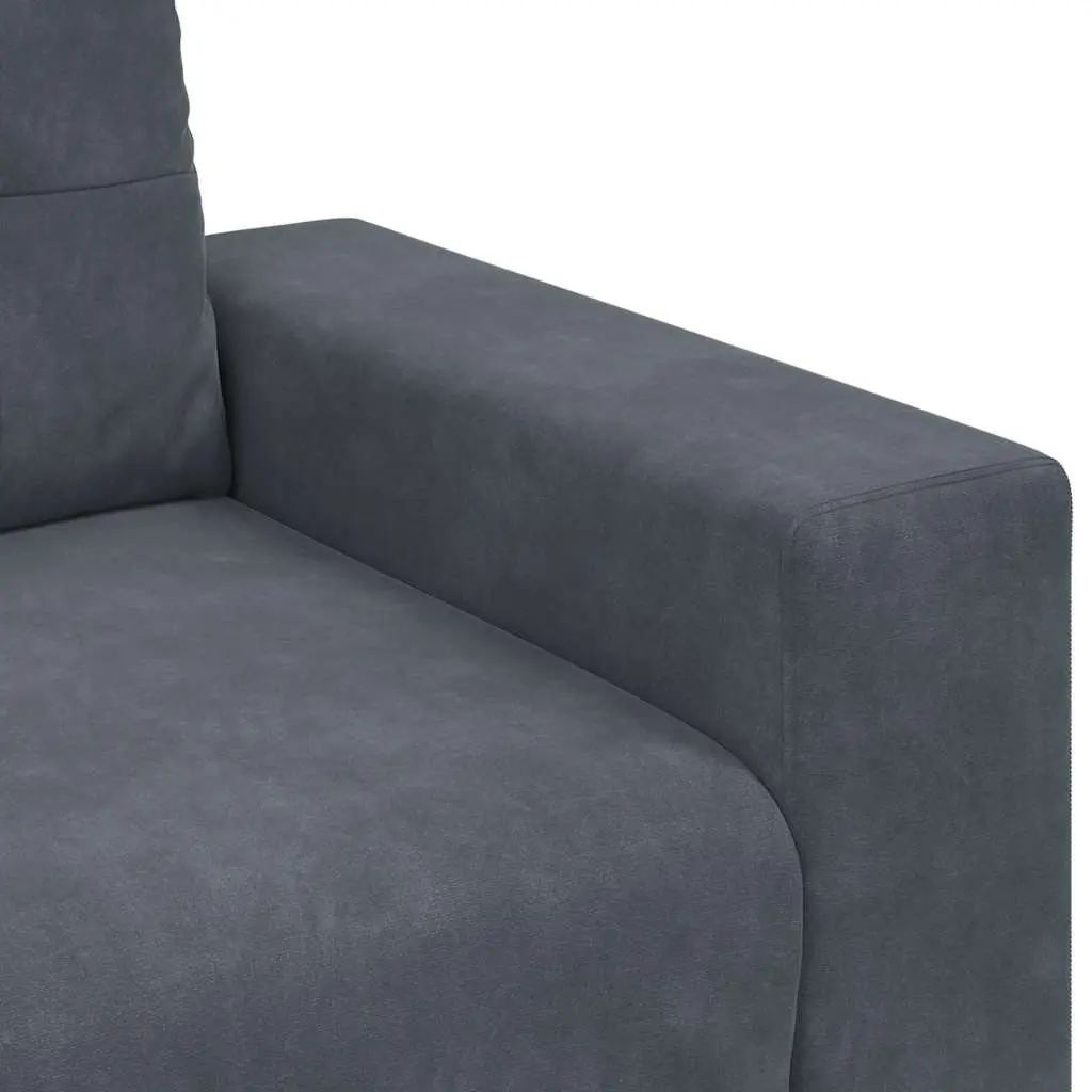 Grey Velvet Three Piece Sofa Set Lounge Suite 2 Seater Armchair 3 Seater