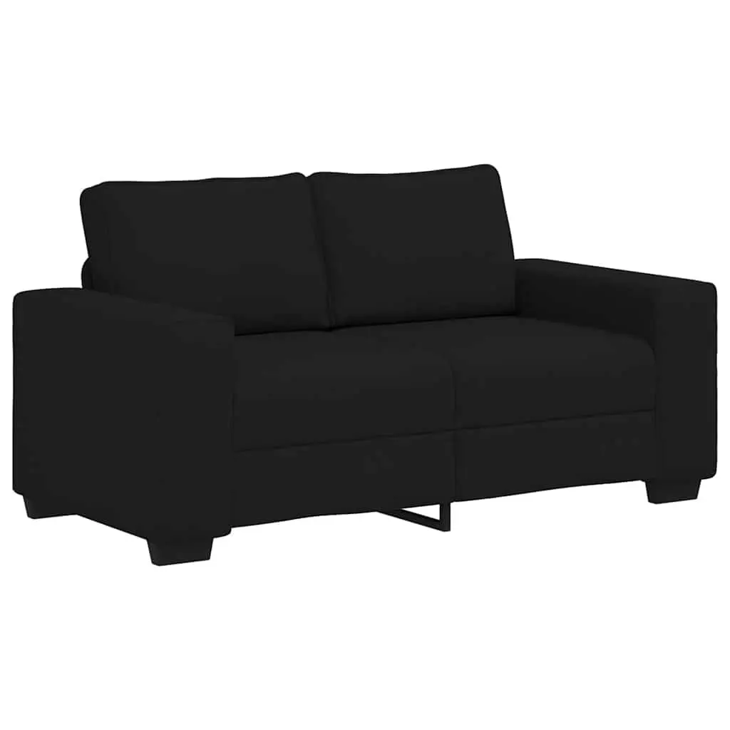 3 Piece Sofa Set Black Fabric Living Room Couch Padded Cushions