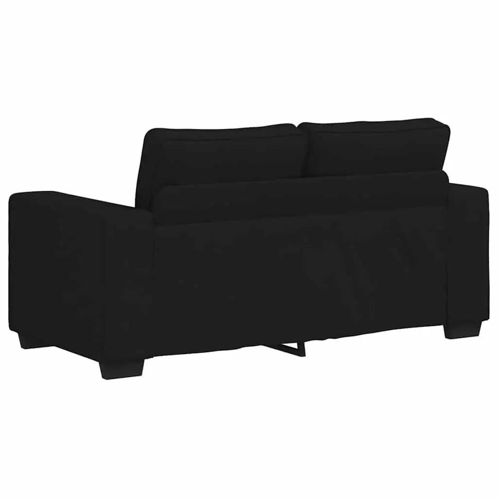 3 Piece Sofa Set Black Fabric Living Room Couch Padded Cushions