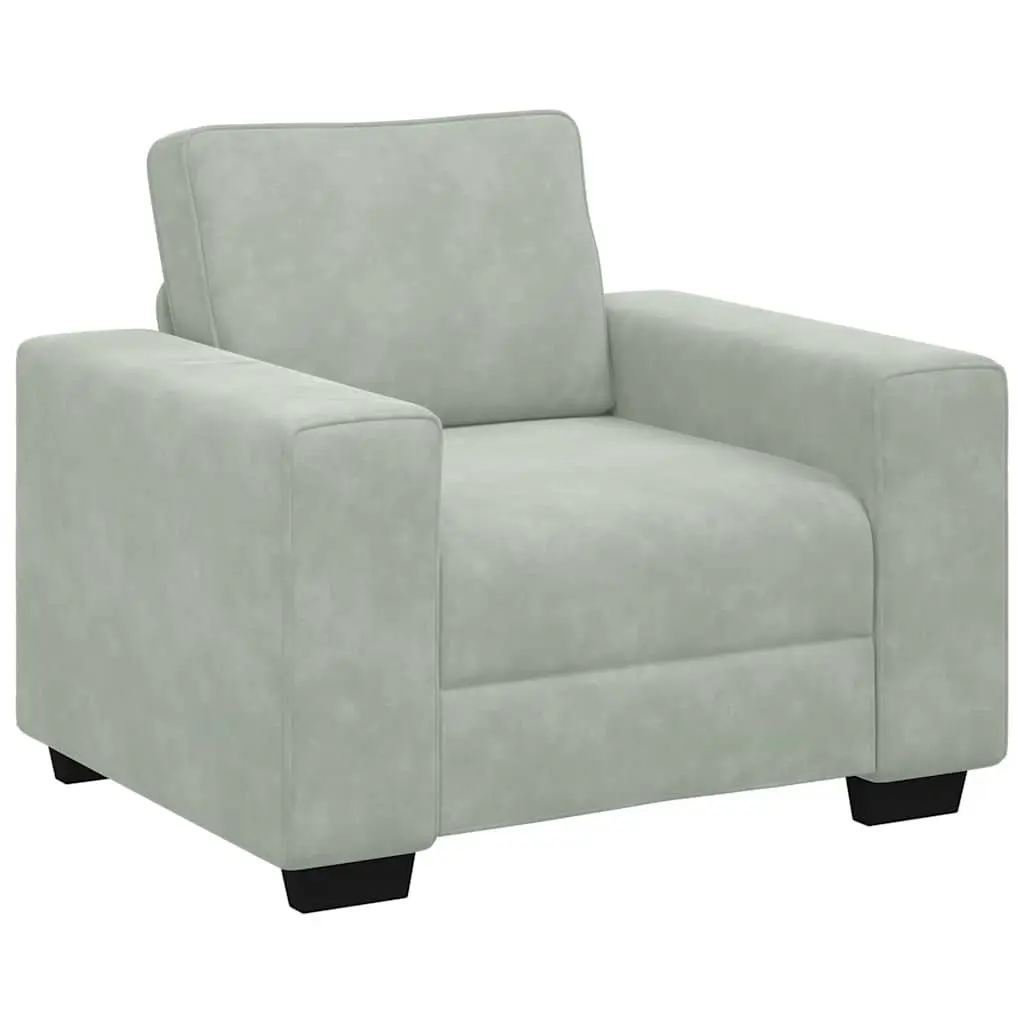3 Piece Grey Velvet Sofa Set