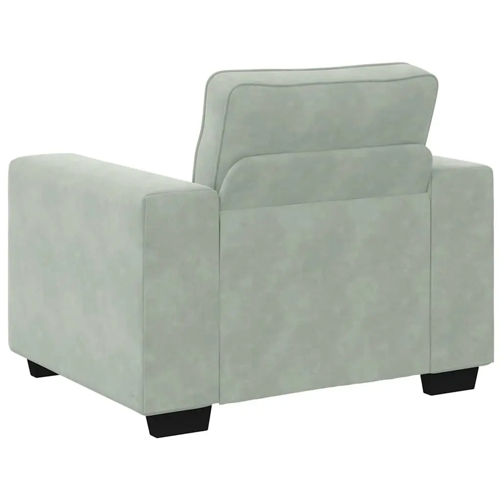 3 Piece Grey Velvet Sofa Set