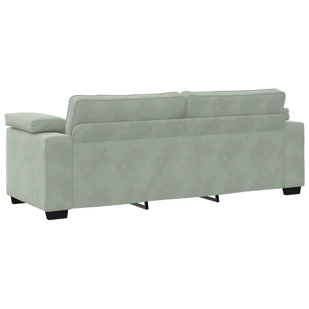 3 Piece Grey Velvet Sofa Set