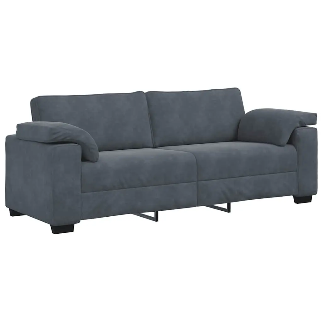 3 Piece Sofa Set Grey Velvet Lounge Suite Living Room Furniture Cushioned Couch