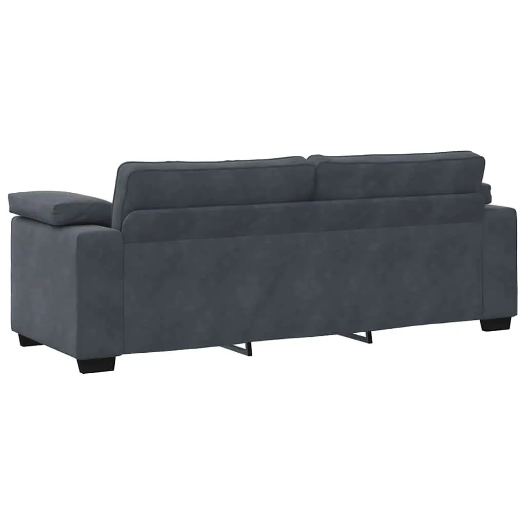 3 Piece Sofa Set Grey Velvet Lounge Suite Living Room Furniture Cushioned Couch