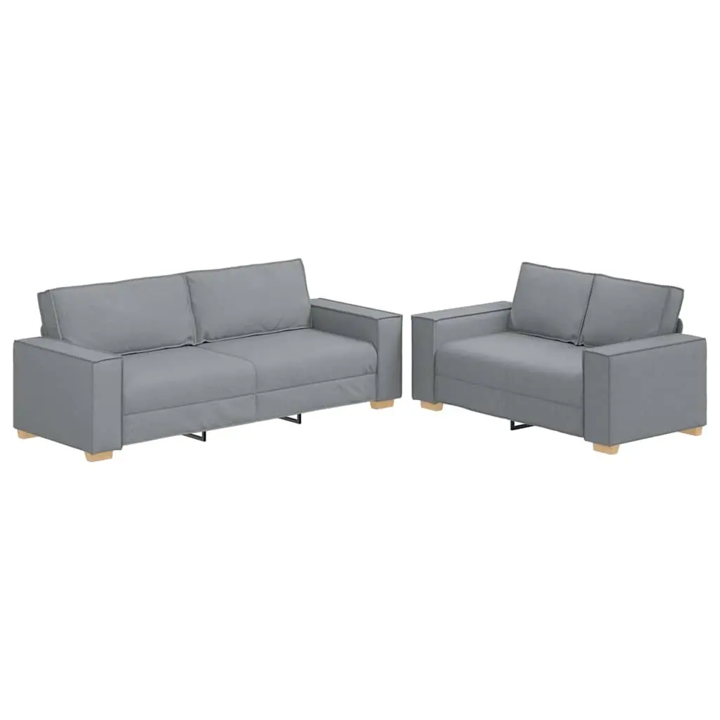 Sofa Set Grey Fabric Living Room Lounge Couch 2 Piece with Cushions