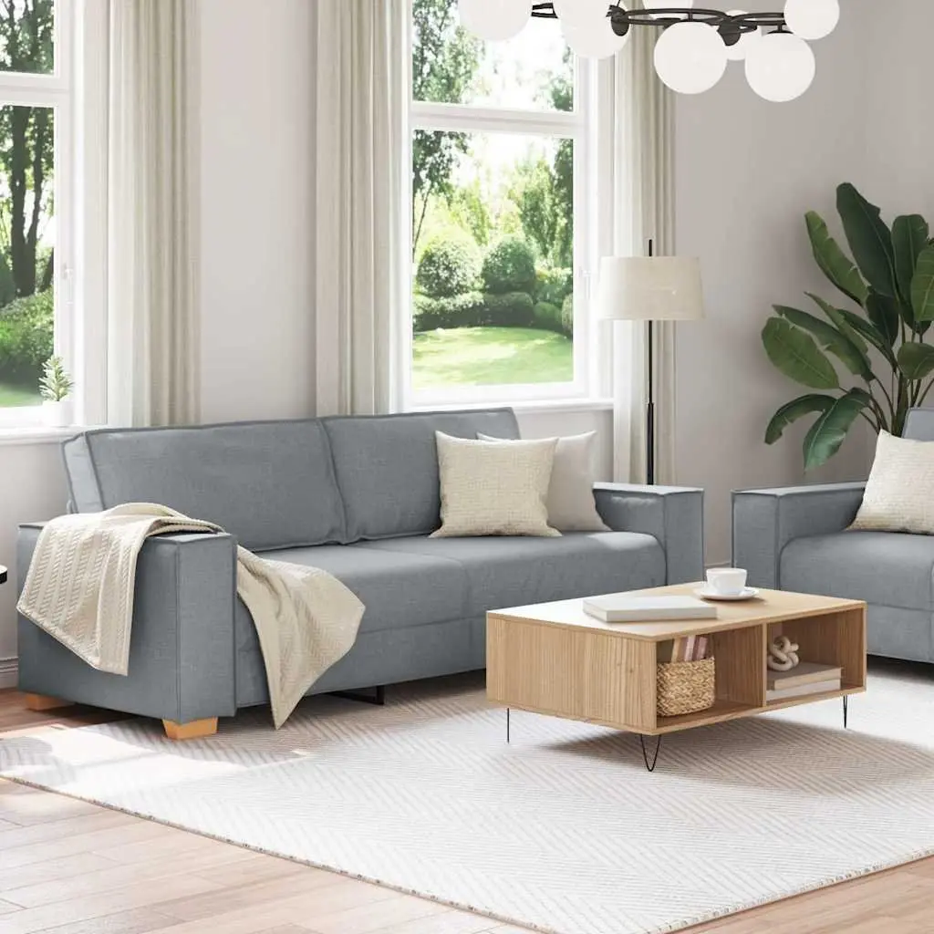 Sofa Set Grey Fabric Living Room Lounge Couch 2 Piece with Cushions