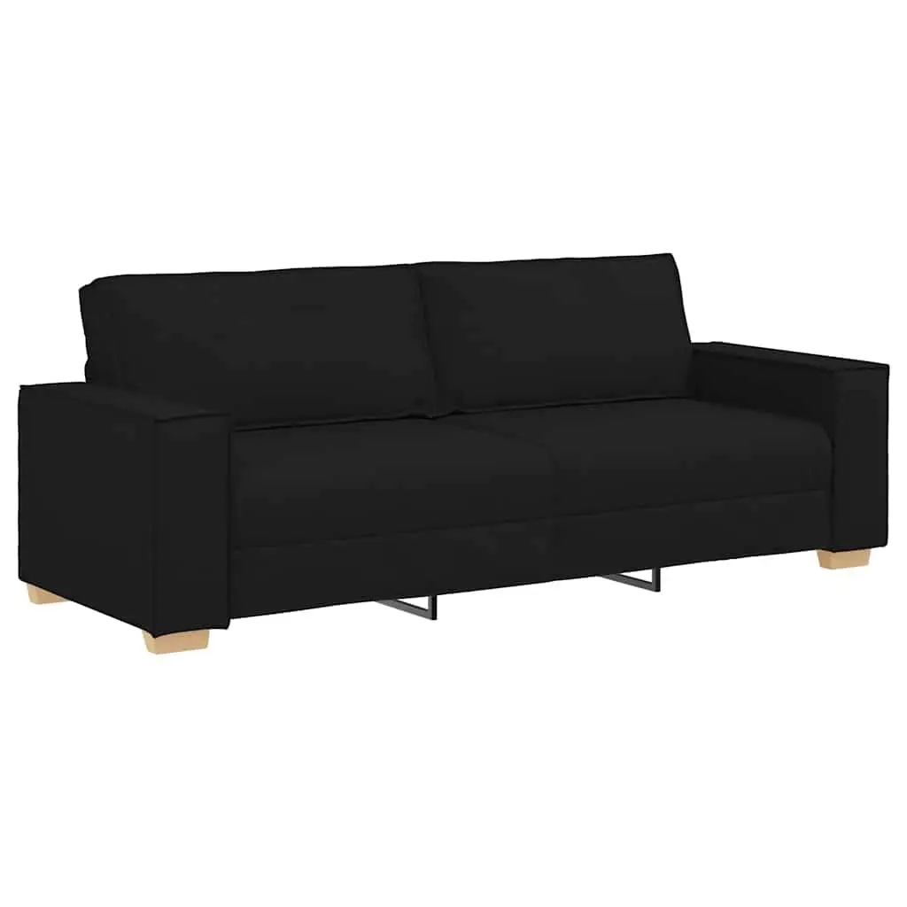 2 Piece Sofa Set Black Fabric Living Room Lounge Couch