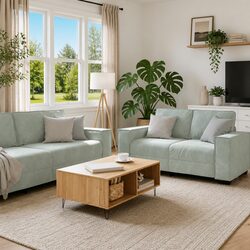 Comfortable and Stylish Grey Velvet 2-Piece Sofa Set