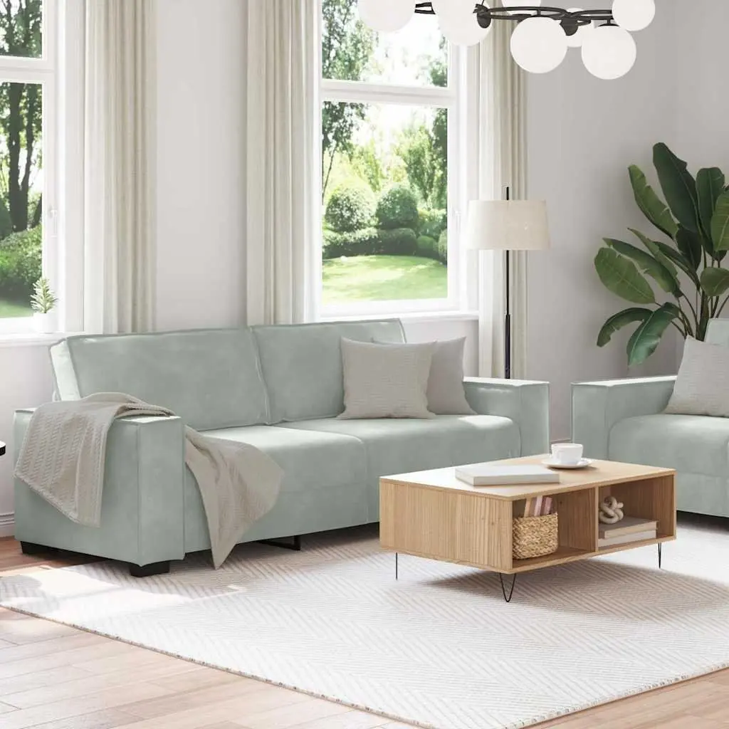 2 Piece Sofa Set Grey Velvet Living Room Furniture