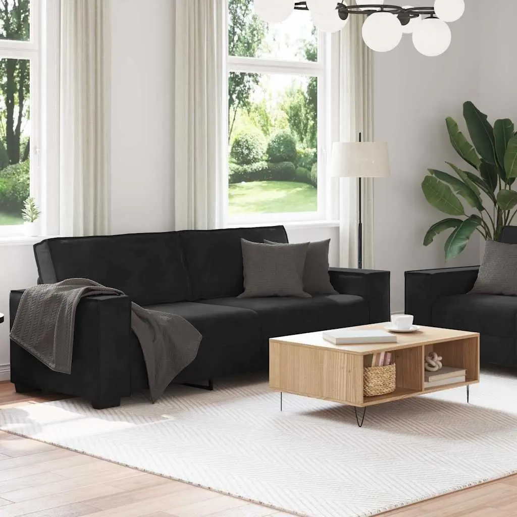 Sofa Set Velvet Living Room Furniture 2 Piece Black