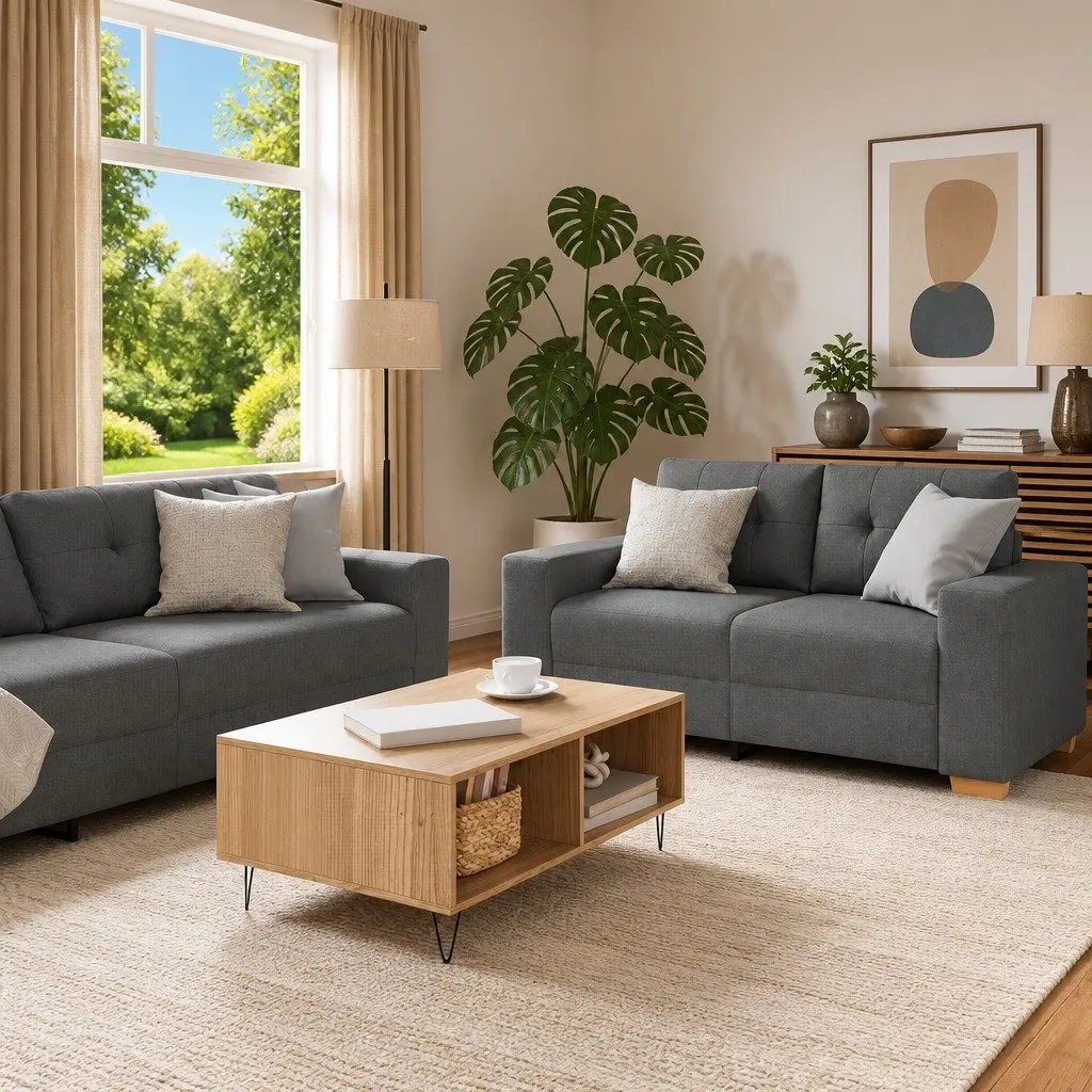 2 Piece Sofa Set in Grey
