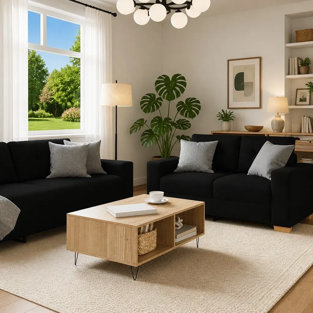2-Piece Black Sofa Set