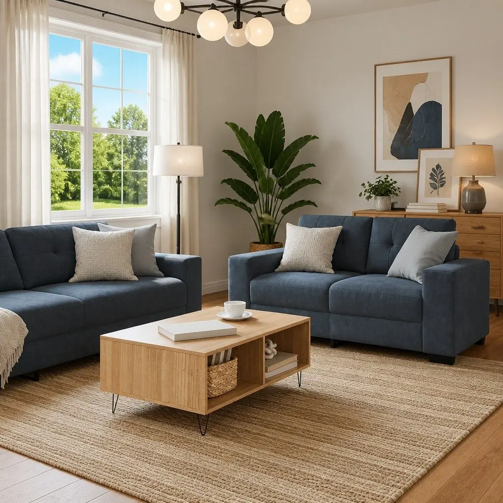 Sofa Set Grey Velvet Lounge Furniture 2 Piece Living Room Armrests Cushions